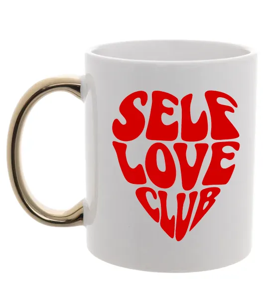 Чашка з кольоровою ручкою Self love club Золото фото