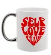 Чашка з кольоровою ручкою Self love club Срібло фото
