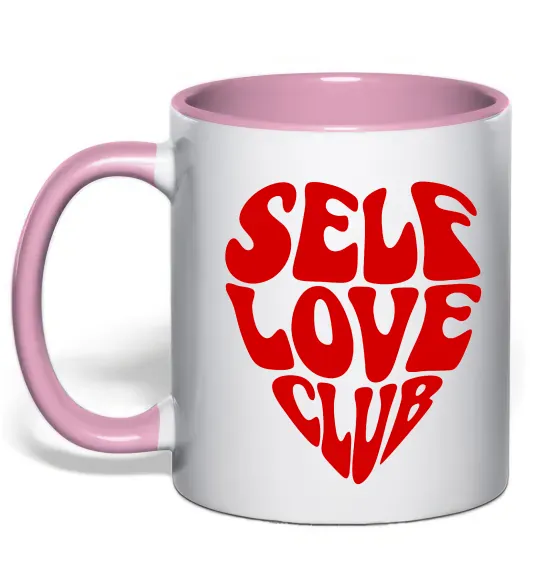 Чашка з кольоровою ручкою Self love club Ніжно рожевий фото