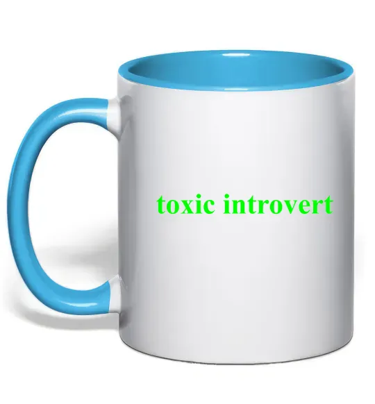 Чашка с цветной ручкой Toxic introvert Голубой фото