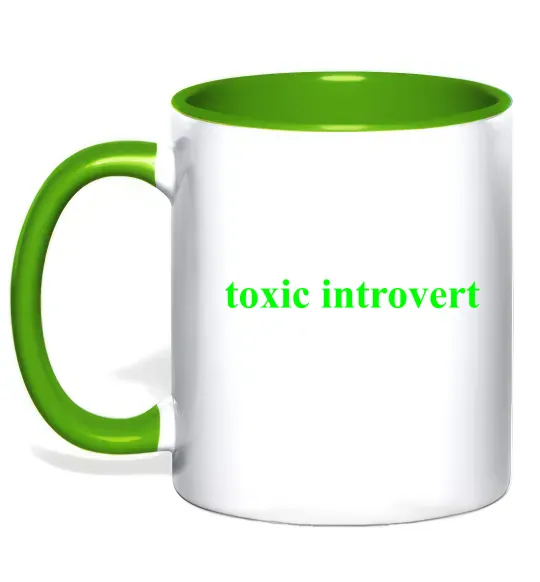 Чашка с цветной ручкой Toxic introvert Зеленый фото