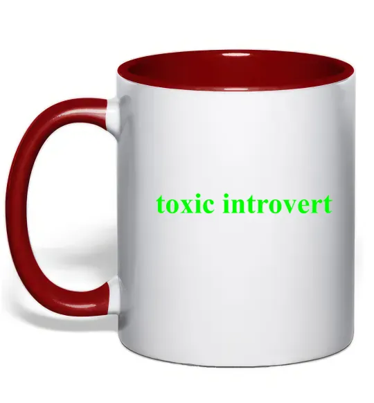Чашка с цветной ручкой Toxic introvert Красный фото