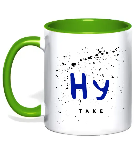 Чашка с цветной ручкой Ну таке Зеленый фото