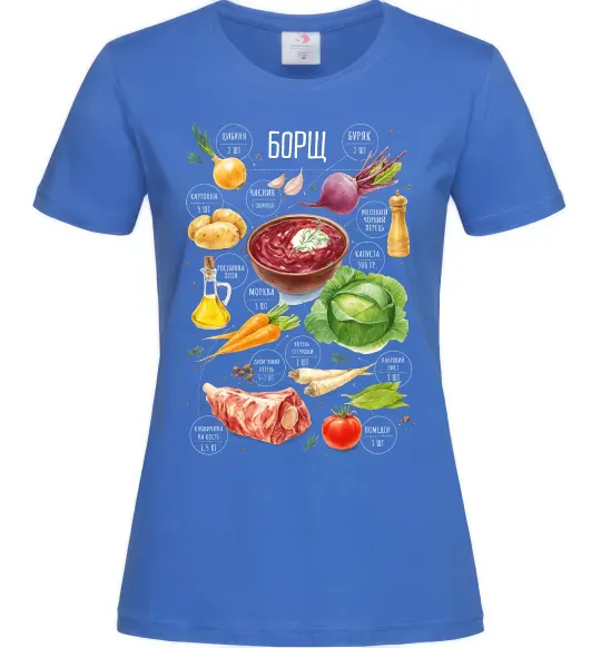 Женская футболка Борщ рецепт Ярко-синий фото