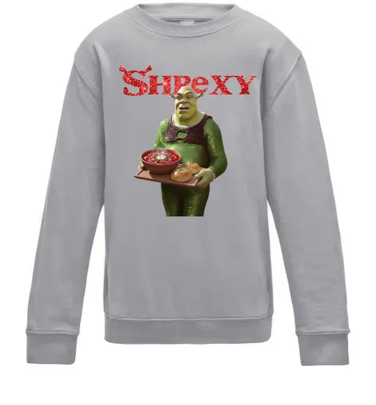 Детский Свитшот Shrexy борщ з пампушками Серый меланж фото