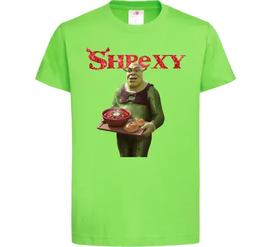 Дитяча футболка Shrexy борщ з пампушками Лаймовий фото