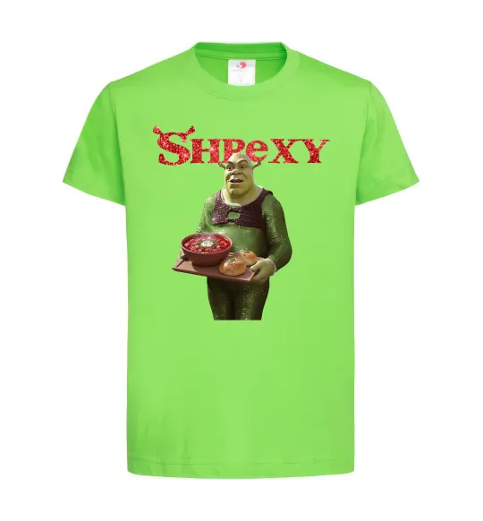 Дитяча футболка Shrexy борщ з пампушками Лаймовий фото