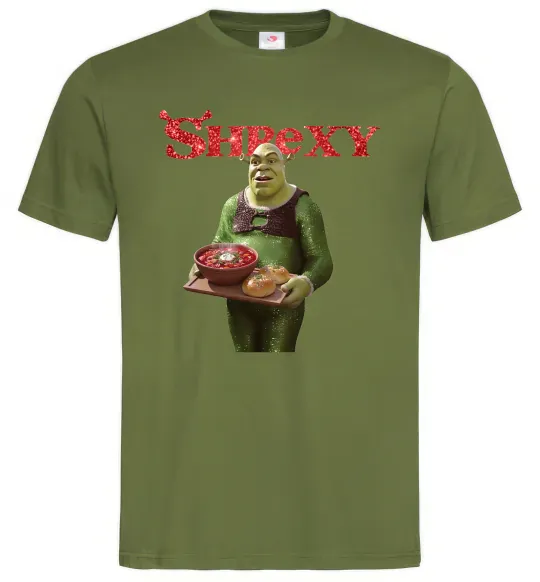 Чоловіча футболка Shrexy борщ з пампушками Оливковий фото