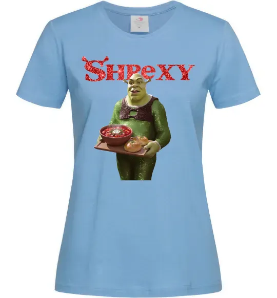 Жіноча футболка Shrexy борщ з пампушками Блакитний фото