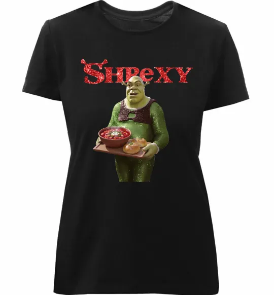 Жіноча преміум футболка Shrexy борщ з пампушками Чорний фото