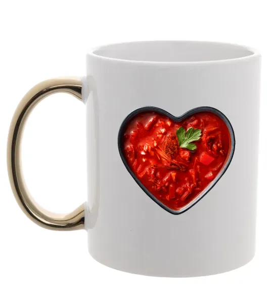 Чашка с цветной ручкой Борщ серце Золото фото
