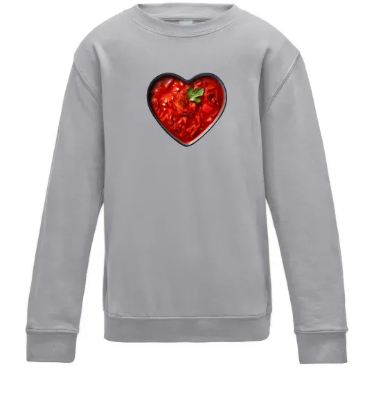 Детский Свитшот Борщ серце Серый меланж фото