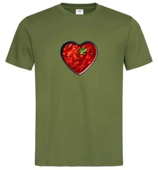 Чоловіча футболка Борщ серце Оливковий фото