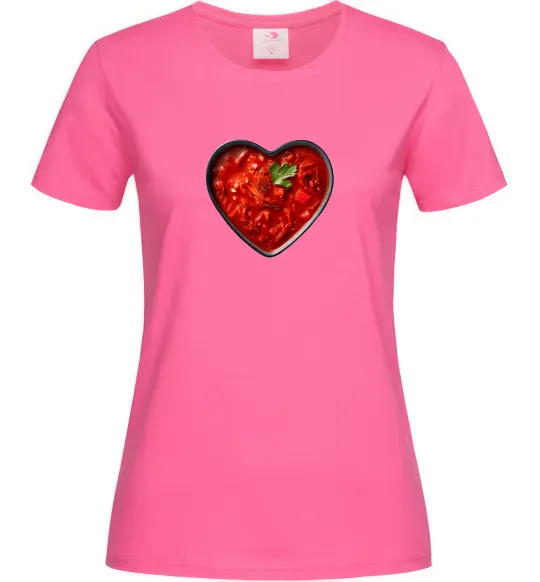 Жіноча футболка Борщ серце Яскраво-рожевий фото