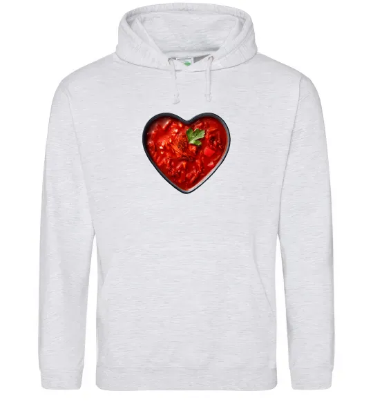 Чоловіча толстовка (худі) Борщ серце Сірий меланж фото