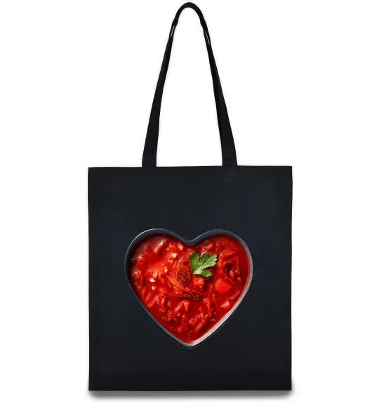 Еко-сумка Борщ серце Чорний фото
