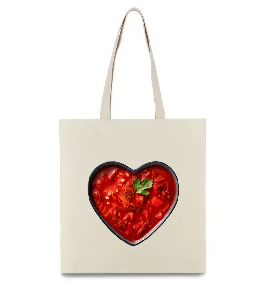 Еко-сумка Борщ серце Бежевий фото