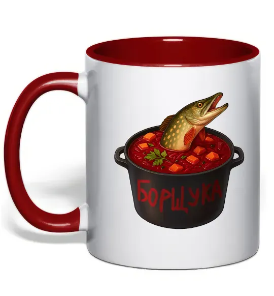 Чашка з кольоровою ручкою Борщука Червоний фото