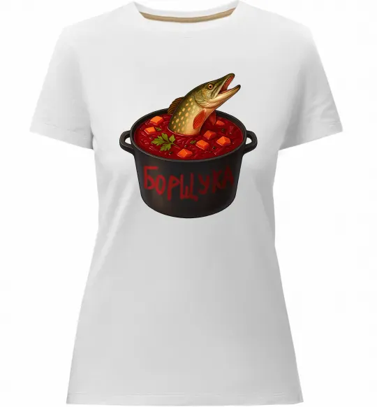 Женская премиум футболка Борщука Белый фото