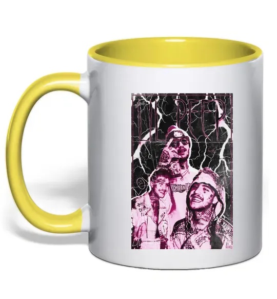 Чашка с цветной ручкой Lil Peep retro Солнечно желтый фото