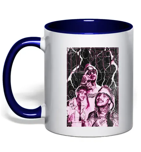 Чашка с цветной ручкой Lil Peep retro Глубокий темно-синий фото