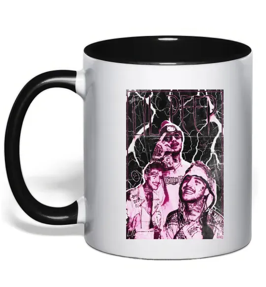 Чашка с цветной ручкой Lil Peep retro Черный фото