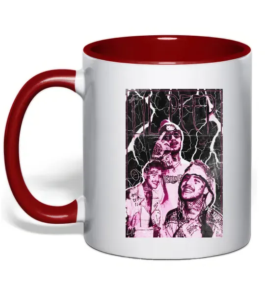 Чашка с цветной ручкой Lil Peep retro Красный фото