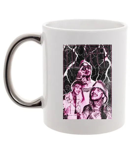 Чашка с цветной ручкой Lil Peep retro Серебро фото