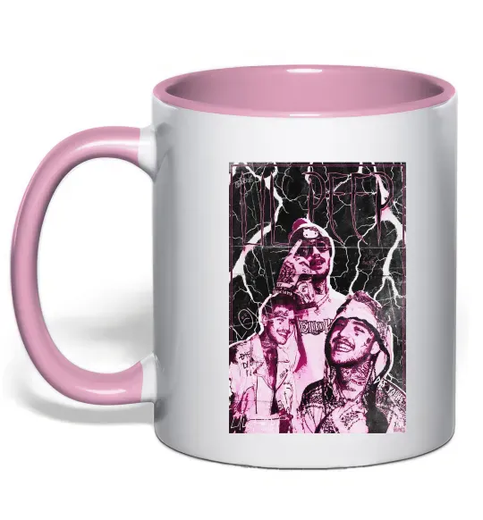 Чашка с цветной ручкой Lil Peep retro Нежно розовый фото