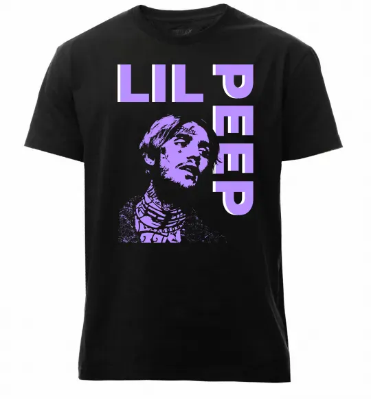 Мужская премиум футболка Lil Peep purple Черный фото
