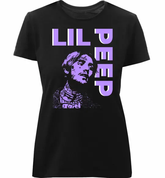 Женская премиум футболка Lil Peep purple Черный фото