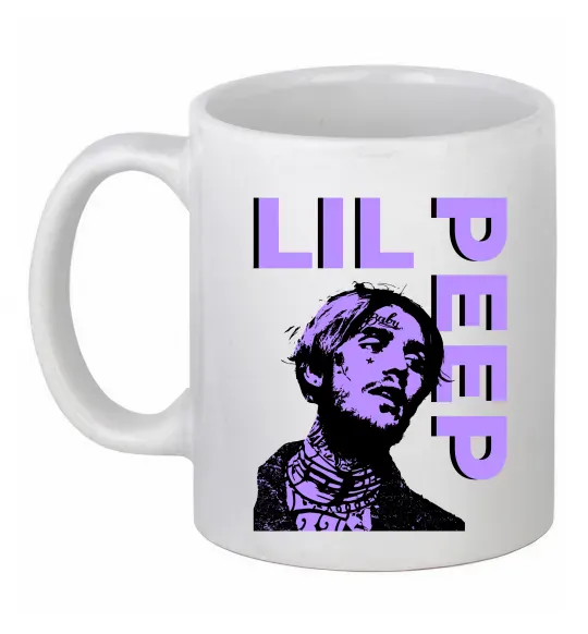 Чашка керамическая Lil Peep purple Белый фото