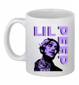 Чашка керамическая Lil Peep purple Белый фото
