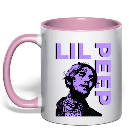 Чашка с цветной ручкой Lil Peep purple Нежно розовый фото