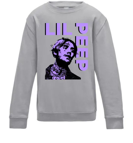 Детский Свитшот Lil Peep purple Серый меланж фото
