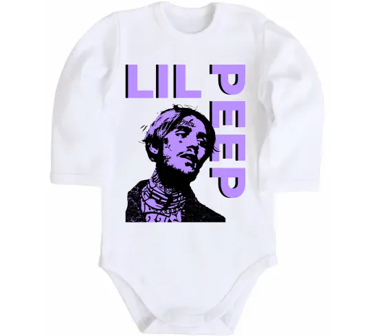 Детский боди Lil Peep purple Белый фото