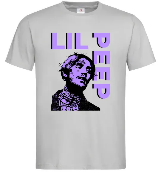 Мужская футболка Lil Peep purple Серый фото