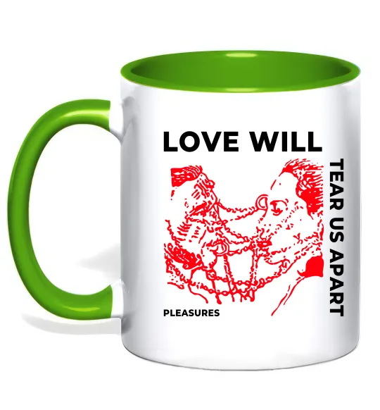 Чашка с цветной ручкой Lil Peep love will tear us apart Лаймовый фото