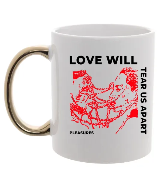 Чашка с цветной ручкой Lil Peep love will tear us apart Золото фото