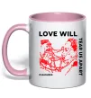Чашка с цветной ручкой Lil Peep love will tear us apart Нежно розовый фото