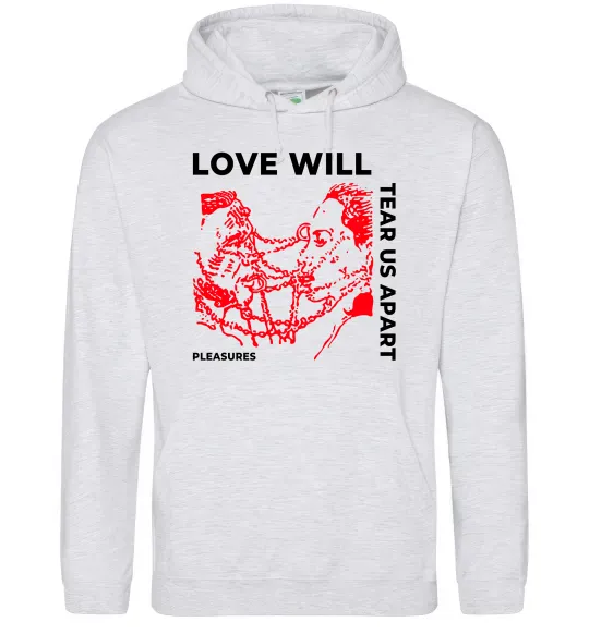 Мужская толстовка (худи) Lil Peep love will tear us apart Серый меланж фото