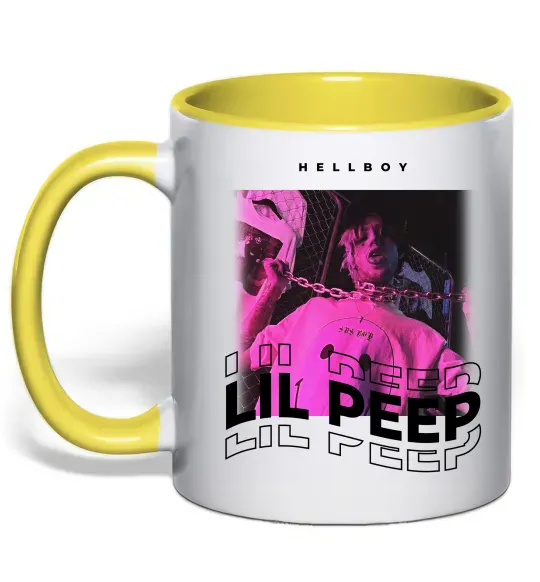 Чашка з кольоровою ручкою Lil Peep hellboy Сонячно жовтий фото