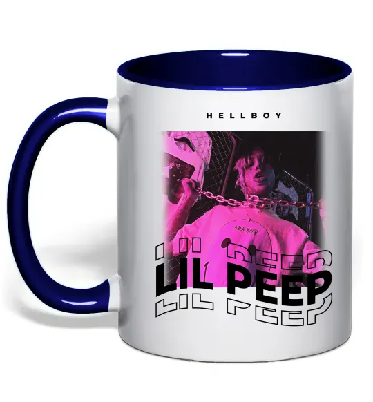 Чашка з кольоровою ручкою Lil Peep hellboy Глибокий темно-синій фото