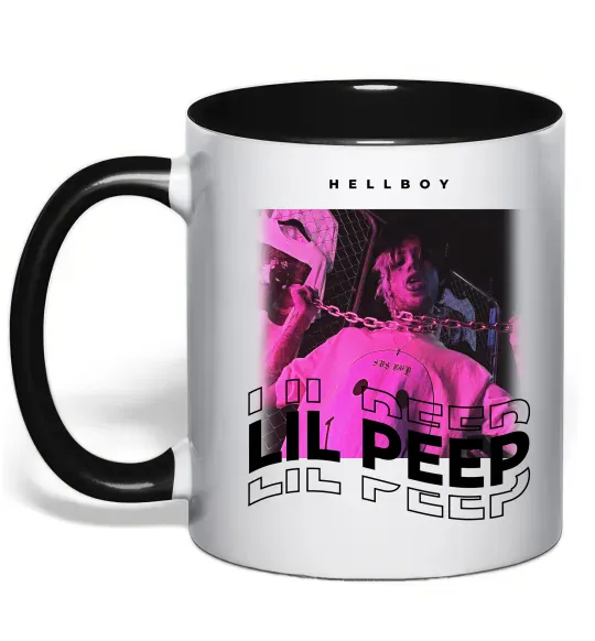 Чашка з кольоровою ручкою Lil Peep hellboy Чорний фото