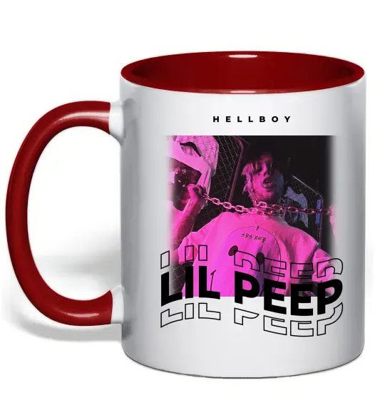 Чашка з кольоровою ручкою Lil Peep hellboy Червоний фото