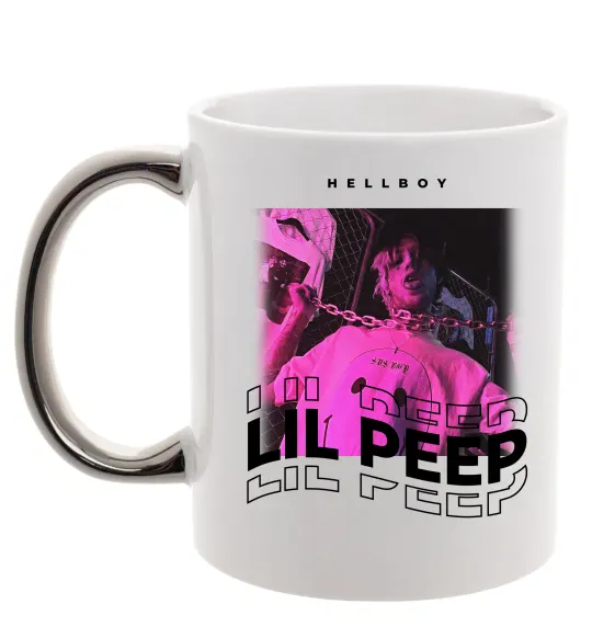 Чашка з кольоровою ручкою Lil Peep hellboy Срібло фото
