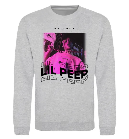 Світшот Lil Peep hellboy Сірий меланж фото