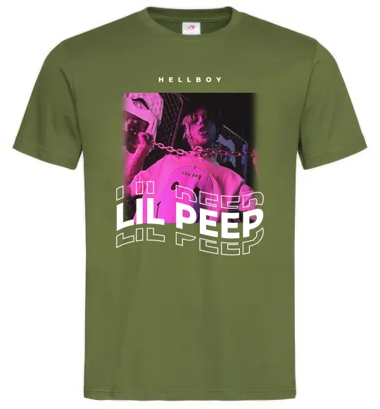 Мужская футболка Lil Peep hellboy Оливковый фото