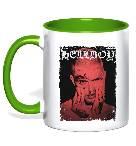 Чашка з кольоровою ручкою Лил Пип Hellboy poster Лаймовий фото