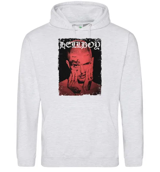 Женская толстовка (худи) Лил Пип Hellboy poster Серый меланж фото